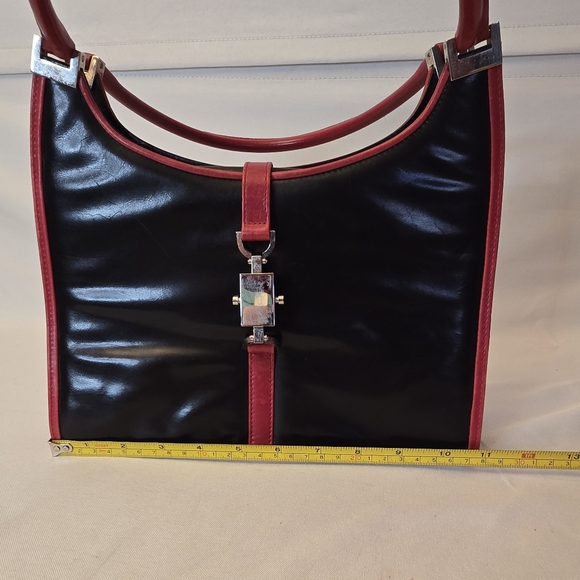 Stuart Weitzman handbag, black with red trim - Picture 9 of 12